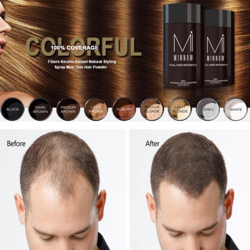 Minnow Nam Hói Đầu Che Khuyết Điểm Làm Dày Tóc Xây Dựng Sợi Bột Màu Đen-quốc tế