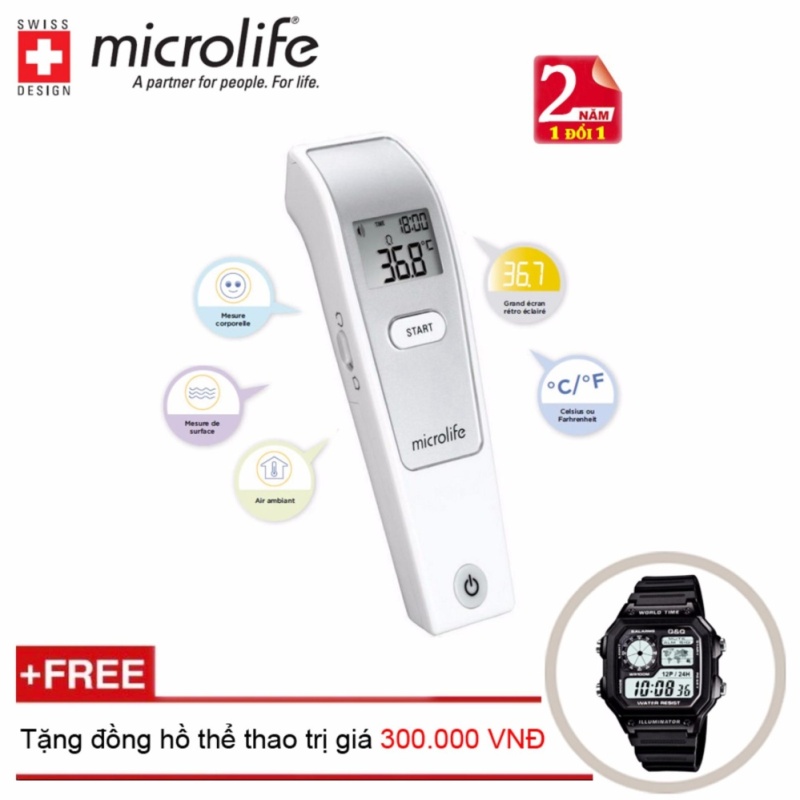 Giá bán Nhiệt kế điện tử đo trán Microlife FR1MF1 + Tặng đồng hồ thể thao