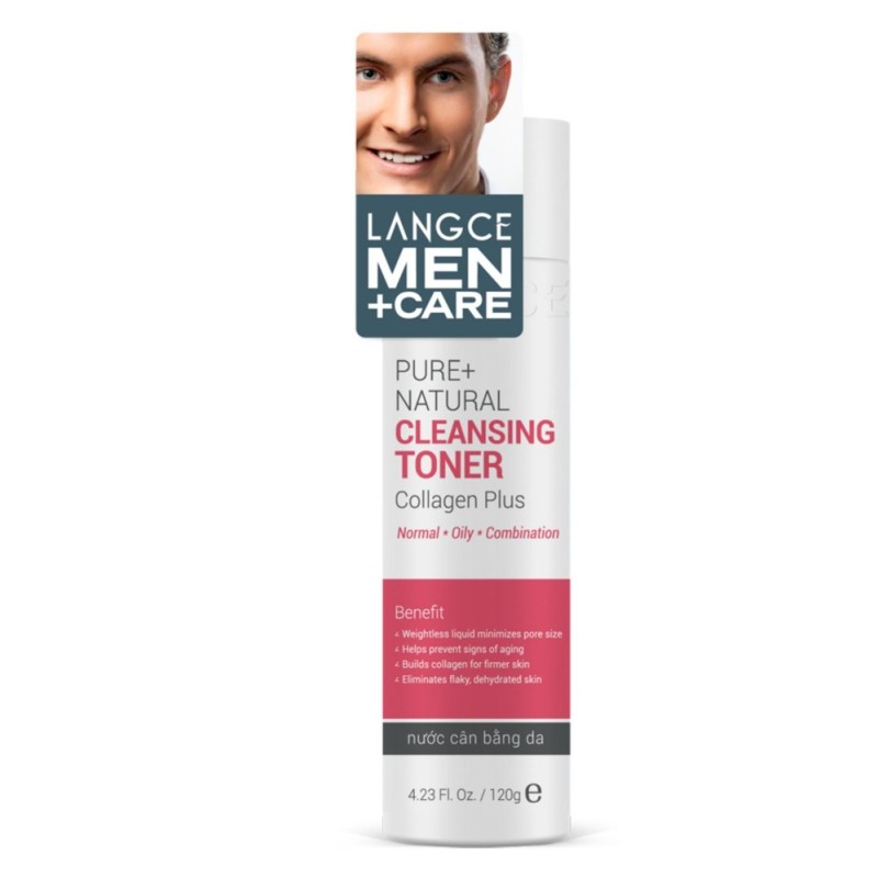 Nước Cân Bằng Da Collagen+ Tự Nhiên Da Nhờn Dành Cho Nam LANGCE 120ml (Hồng)