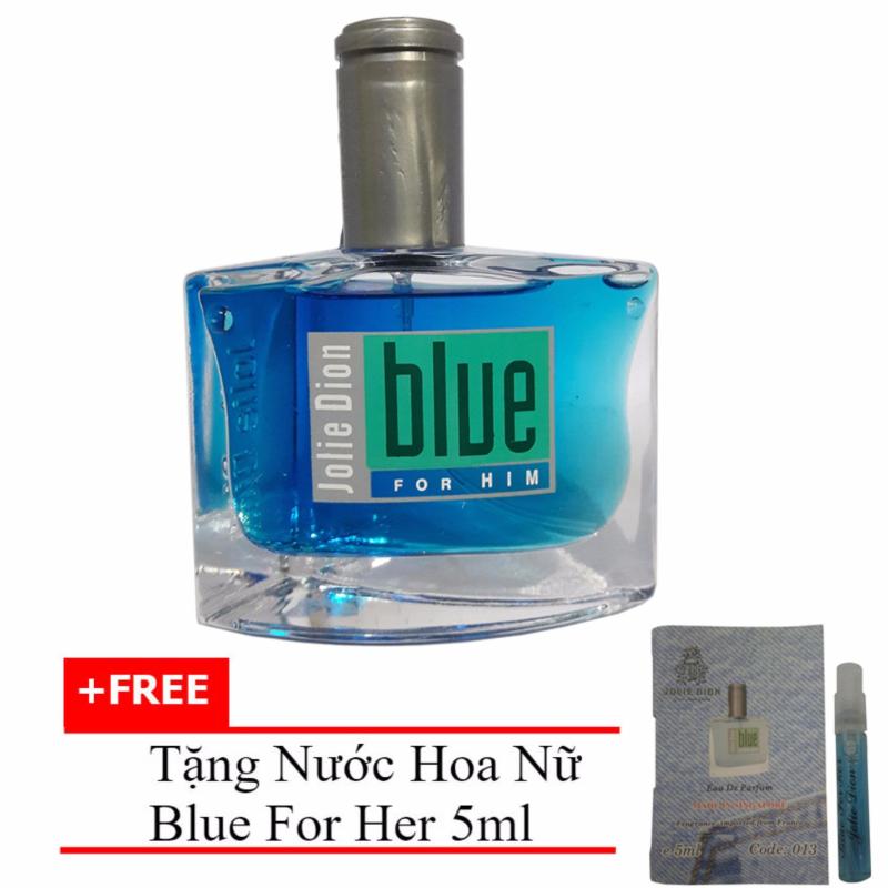 Nước hoa nam cá tính Jolie Dion Blue For Him Eau de Parfum 60ml + Tặng Nước hoa nữ Blue For Her eau de parfum 5ml