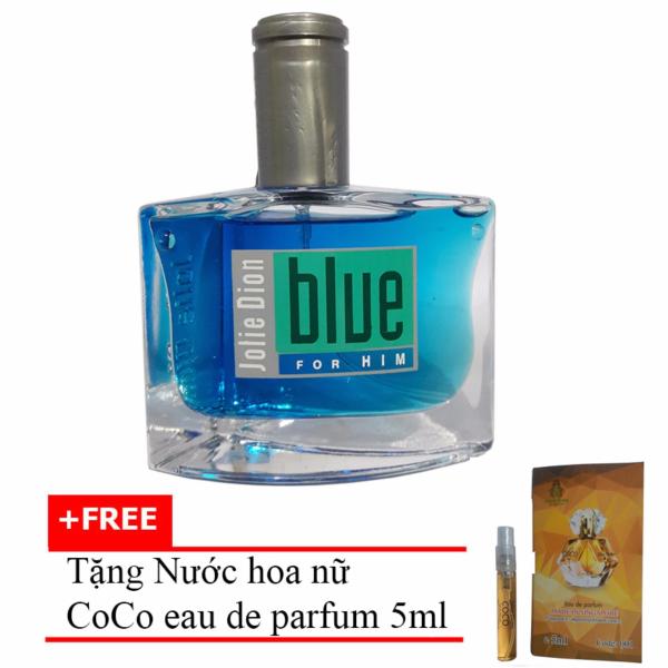 Nước hoa nam cá tính Jolie Dion Blue For Him Eau de Parfum 60ml + Tặng Nước hoa nữ CoCo eau de parfum 5ml
