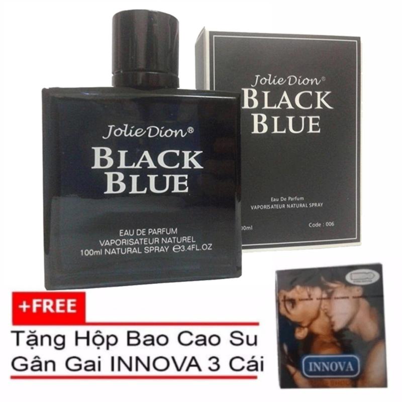 Nước hoa nam Jolie Dion Black Blue Eau de parfum 100ml + Tặng bao cao su gân gai Innova 3 bao (Đen)