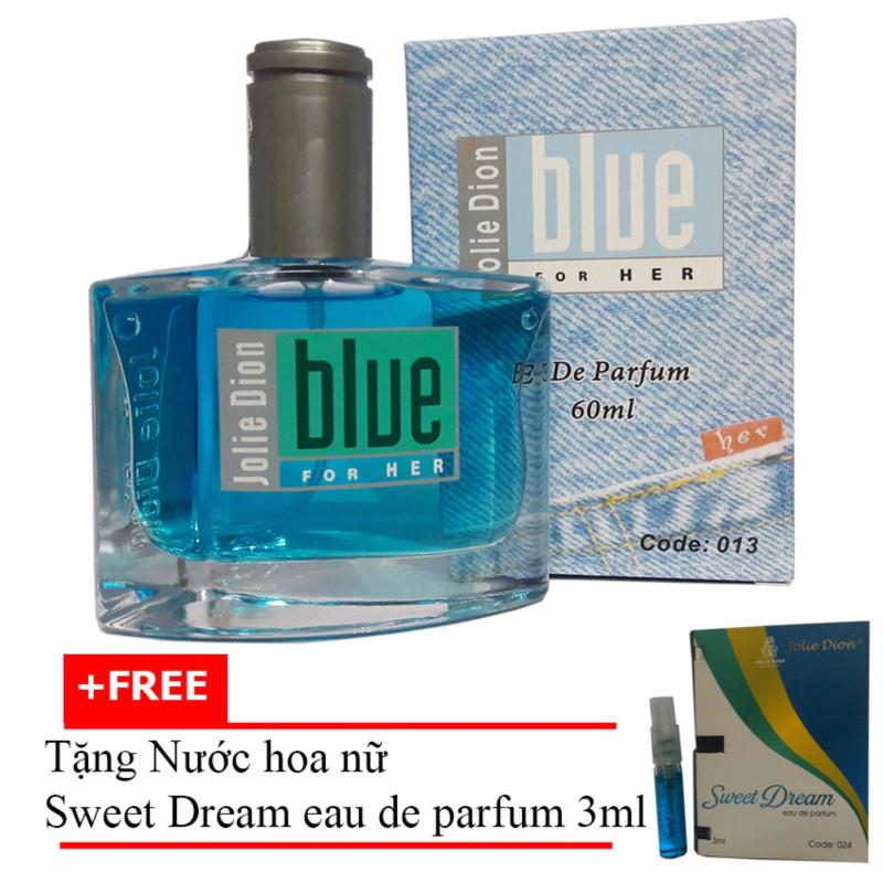 Nước hoa nữ Jolie Dion Blue For her eau de parfum 60ml + Tặng Nước hoa nữ Sweet Dream eau de parfum 3ml