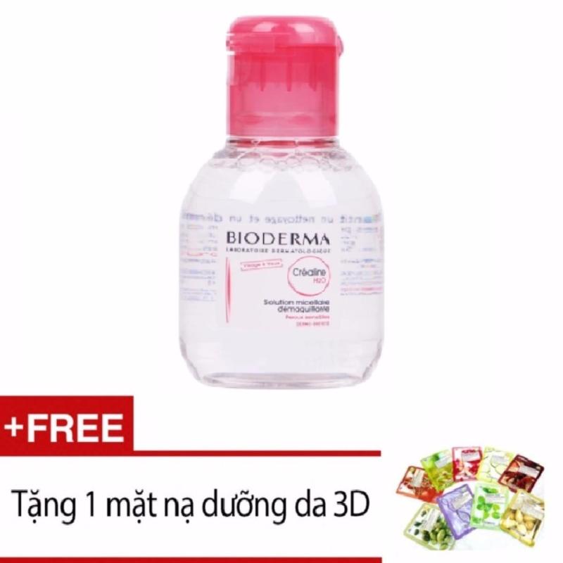 Nước tẩy trang dành cho da nhạy cảm hoặc da khô Bioderma Sensibio H20 100ml + Tặng 1 mặt nạ đắp dưỡng da 3D (Màu ngẫu nhiên)