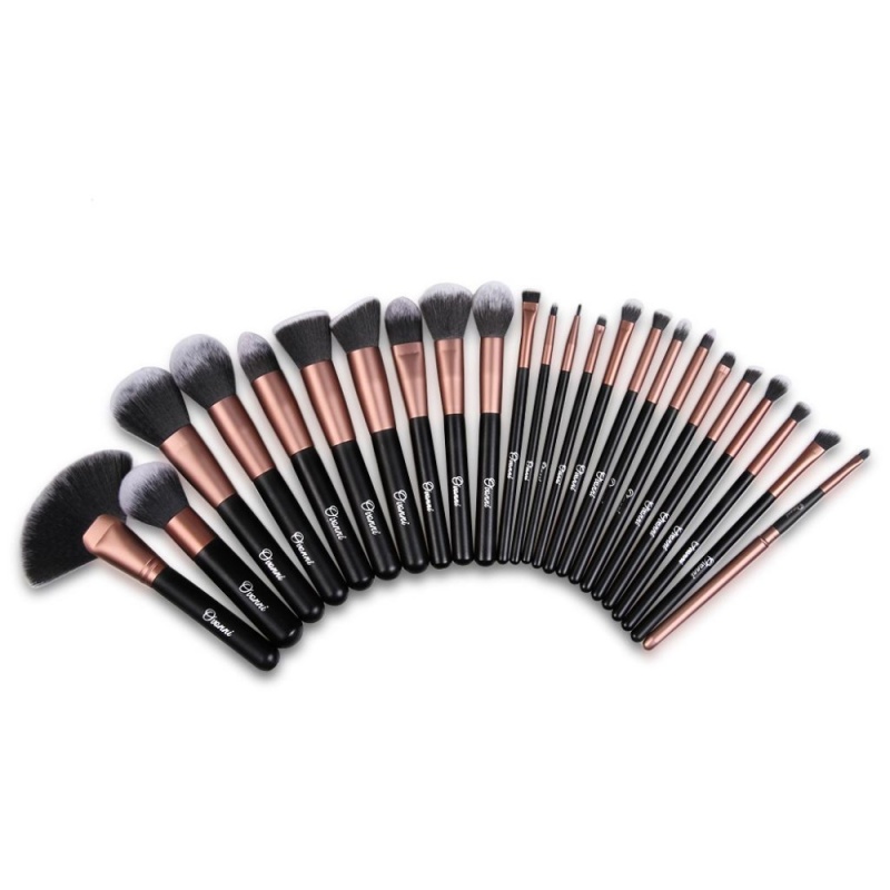 Ovonni MT026 Professional 24Pcs Superior Cosmetic Makeup Brush Makeup Tools Kit Brush Set Black Brush Roll - intl nhập khẩu