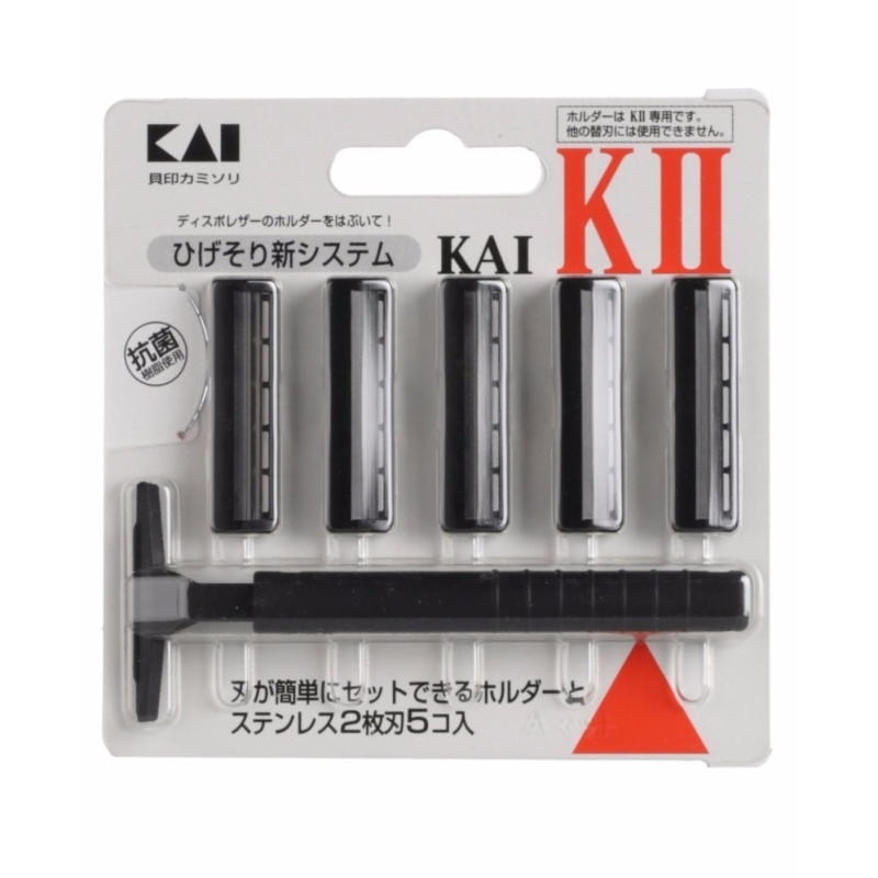 Set dao cạo râu 2 lưỡi kép KAI (1 thân, 5 lưỡi) hàng nhập khẩu Nhật Bản