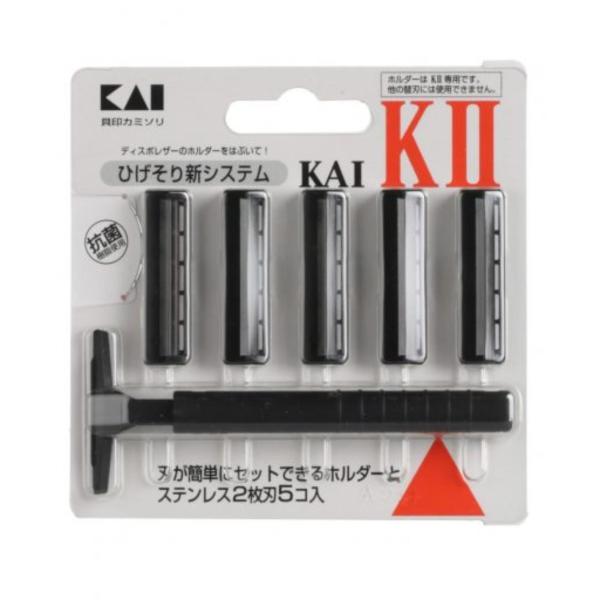 Set Dao cạo râu 2 lưỡi kép KAI KAI (1 thân, 5 lưỡi) Nhập khẩu từ Nhật Bản nhập khẩu
