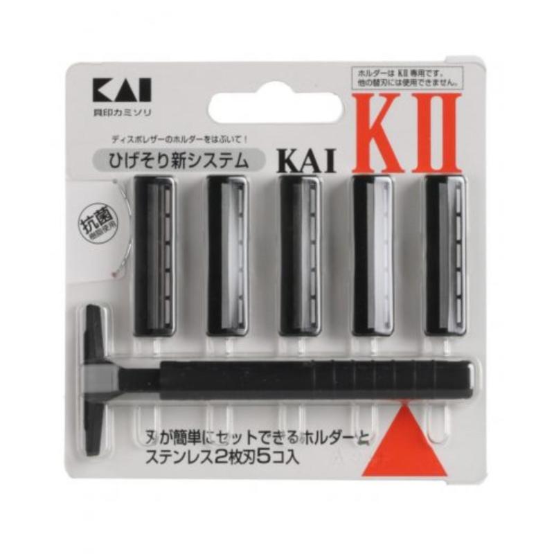 Set Dao cạo râu 2 lưỡi kép KAI KAI (1 thân, 5 lưỡi) Nhập khẩu từ Nhật Bản