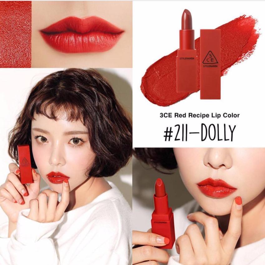 Son 3CE Red Recipe Màu 211 Dolly đỏ satin ( Phiên Bản Valentine Năm Nay)