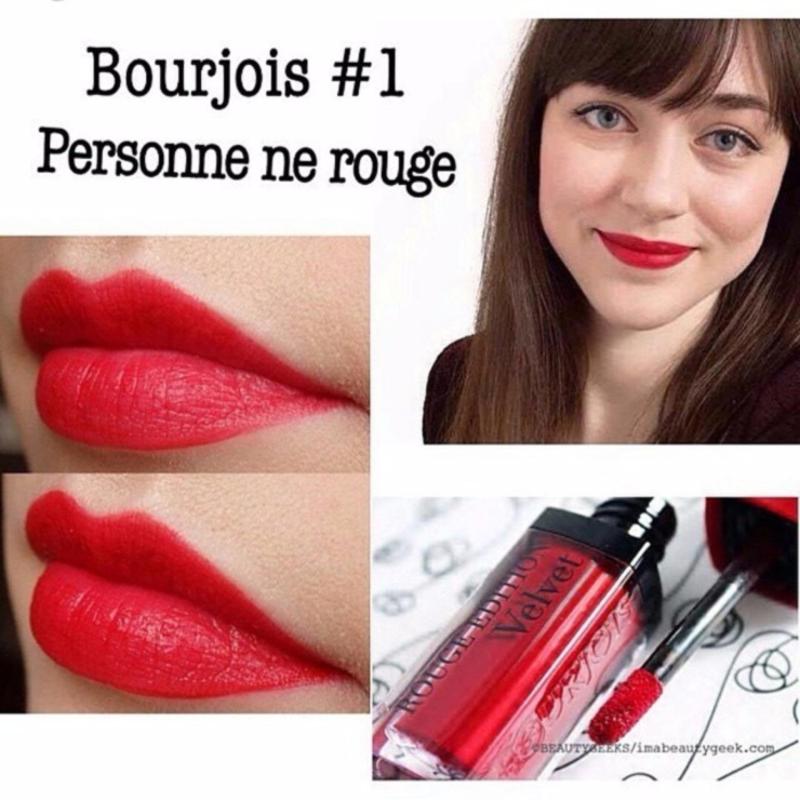 Son kem lì Bourjois Rouge Edition Velvet 7.7ml màu 01 - Personne ne rouge ! - Màu đỏ tươi - Pháp