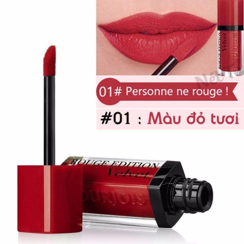 Son kem lì Bourjois Rouge Edition Velvet 7.7ml màu 01 - Personne ne rouge ! - Màu đỏ tươi - Pháp cao cấp