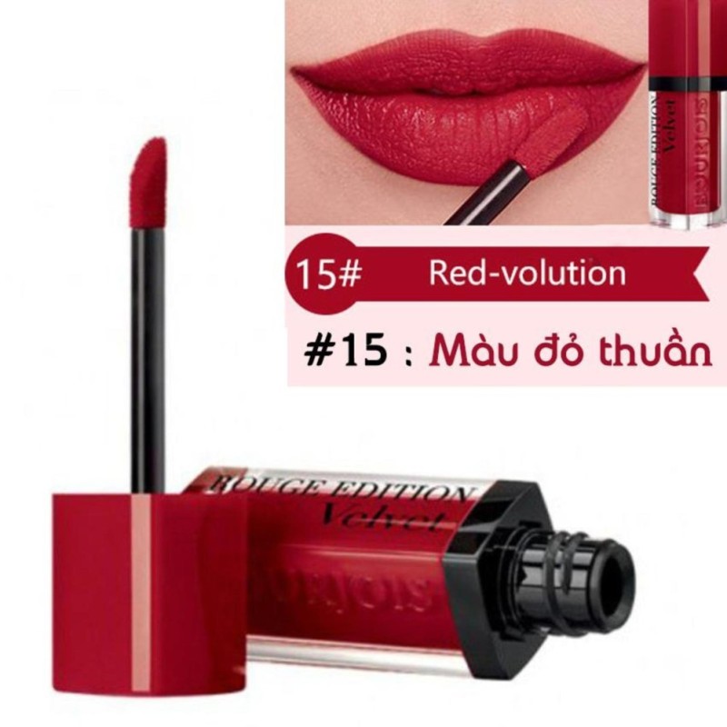 Son kem lì Bourjois Rouge Edition Velvet 7.7ml màu 15 - Red Volution - Màu đỏ thuần- Pháp cao cấp