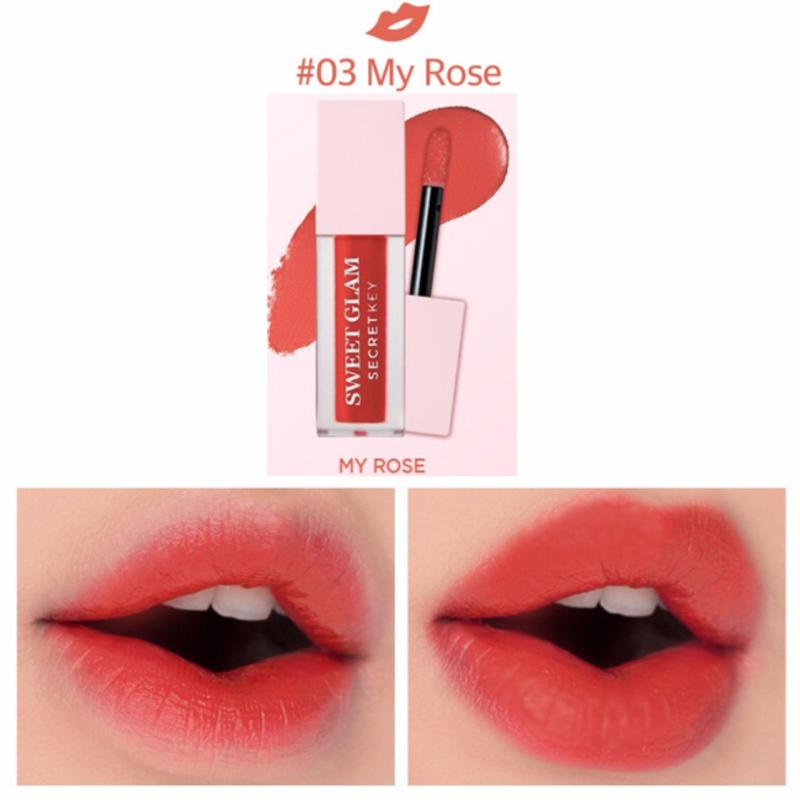 Son Kem Lì Siêu Mịn Môi Secretkey Sweet Glam Velvet Tint #03 My Rose