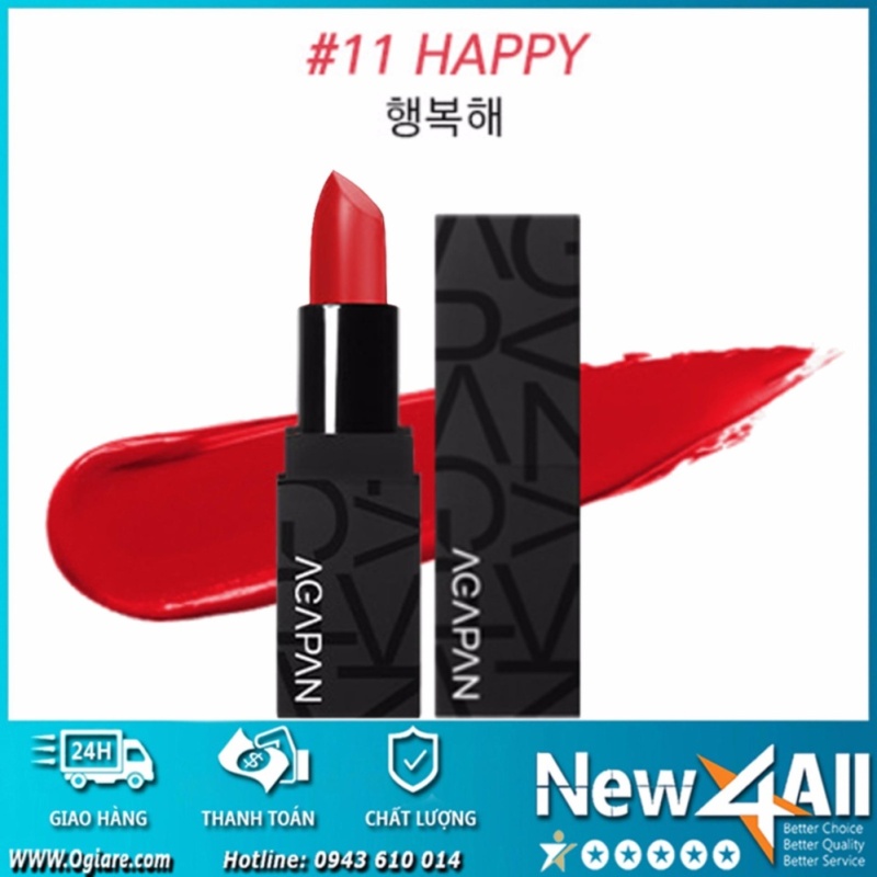 Son môi Agapan Ver.2 #11 Pit A Pat Matte Lipstick #11 Happy + Tặng móc khóa tình yêu trị giá 69K cao cấp
