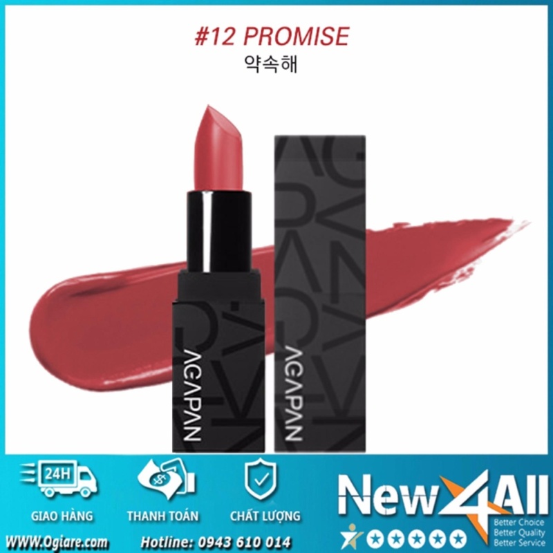 Son môi thỏi Agapan Ver.2 #12 Pit A Pat Matte Lipstick #12 Promise + Tặng móc khóa tình yêu trị giá 69K cao cấp