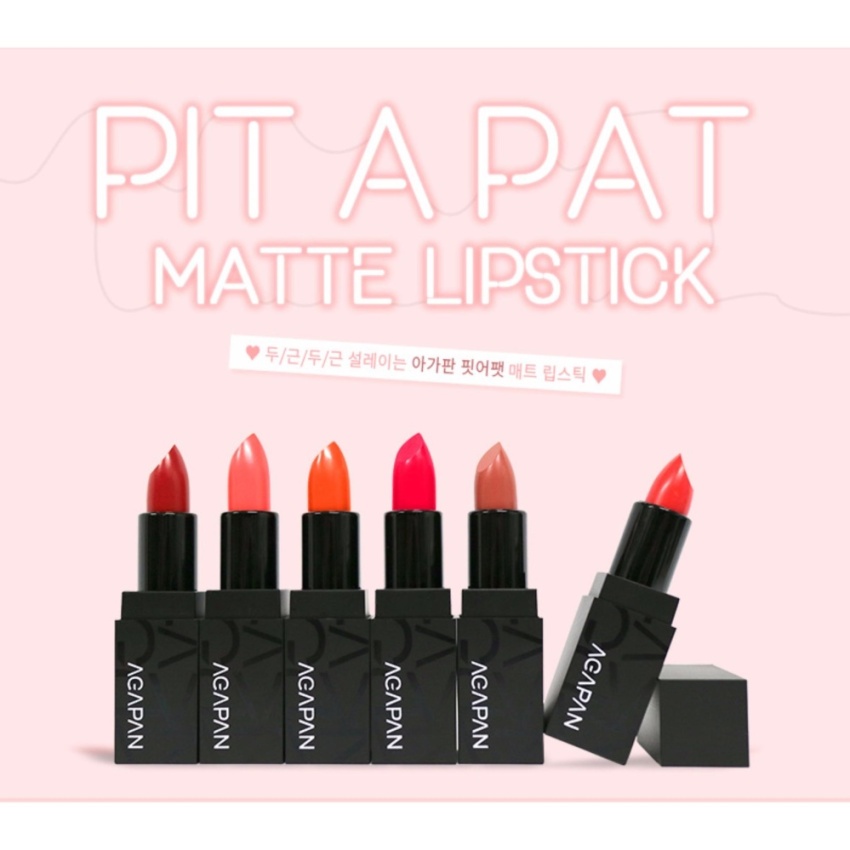 Son thỏi lì AGAPAN Pit A Pat Matte Lipstick 3.5g #01 - I (Đỏ cam)