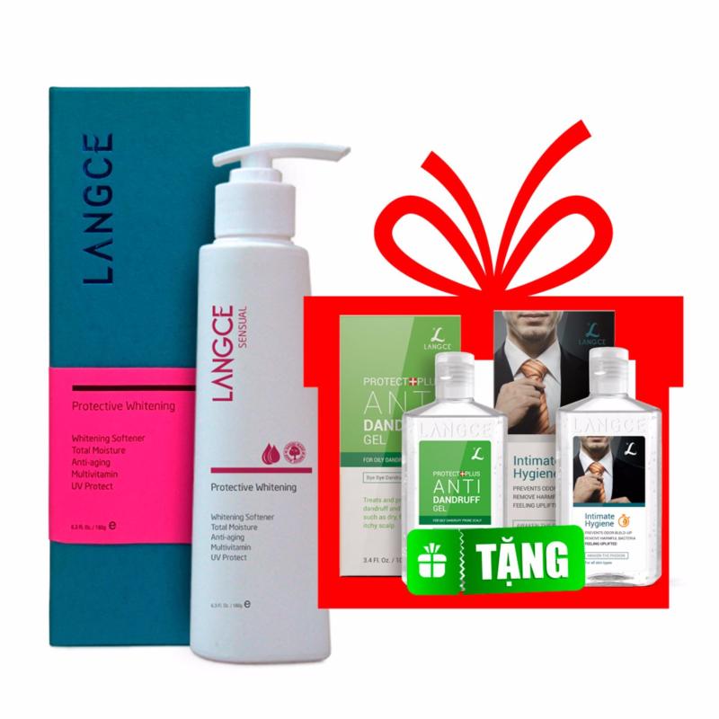 Sữa Dưỡng Thể Trắng Da Giữ Ẩm Sensual 180g + Tặng Bộ Gel Làm Sạch Vẩy Nấm, Gàu Hết Ngứa Da Đầu 100ml và Gel Vệ Sinh Nam 100g LANGCE