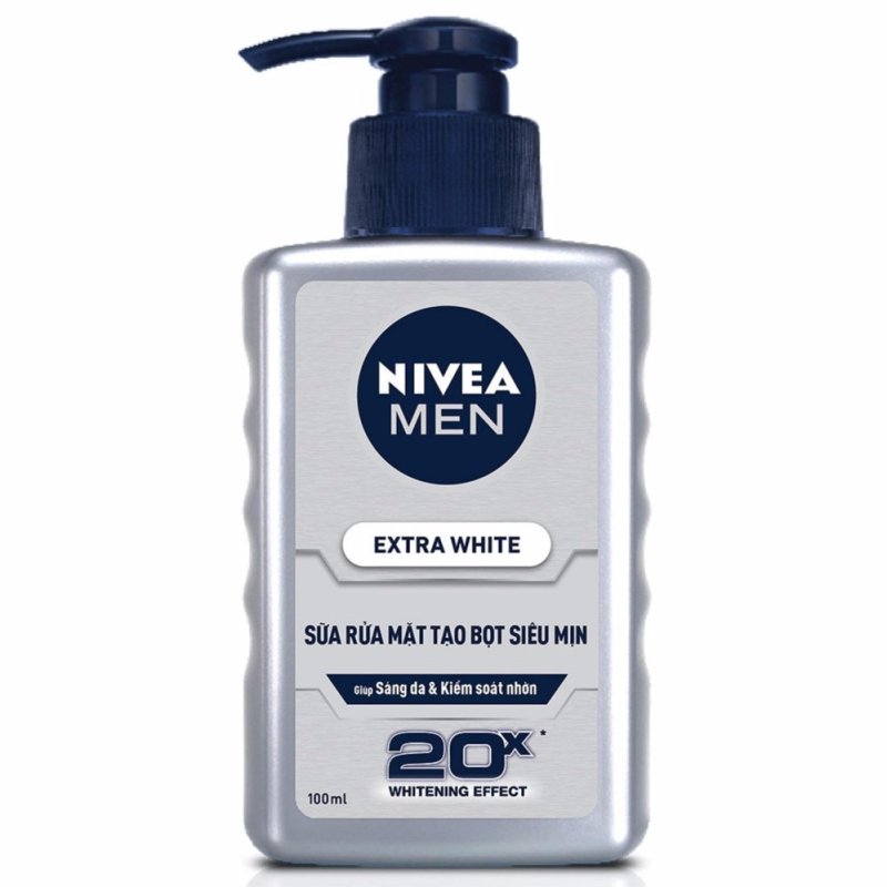 Sửa Rửa Mặt tạo Bọt Siêu Mịn Trắng Da cho nam giới Nivea Men Extra White (100ml) nhập khẩu