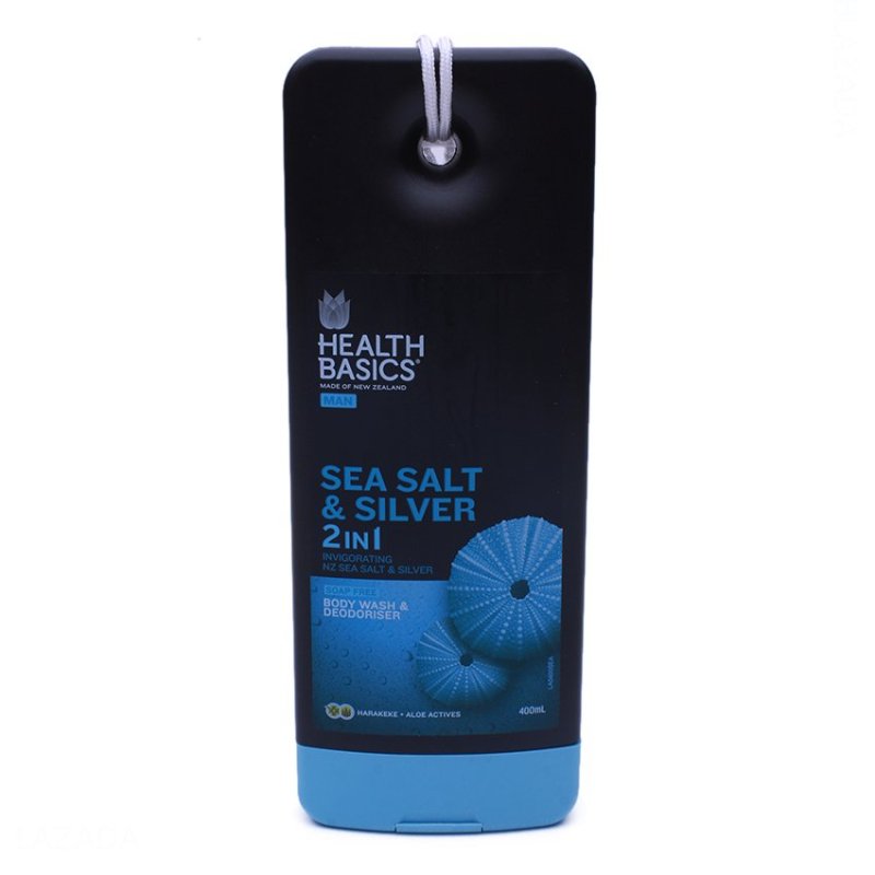 Sữa tắm cho nam Body wash Sea Salt & Silver Mens 2 in 1 Salt Health Basics 400ml cao cấp