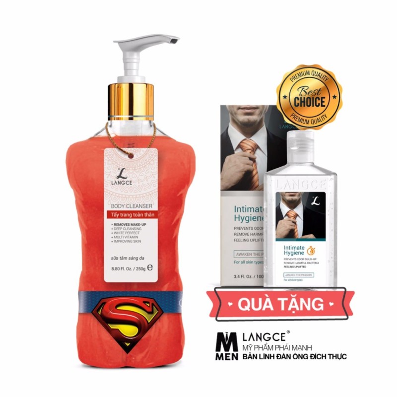 Gel Tắm Tẩy Trang Sáng Da, Làm Sạch Lớp Trang Điểm Toàn Thân 250ml cho Nam TẶNG Gel Vệ Sinh Vùng Kín Nam 100ml LANGCE giá rẻ
