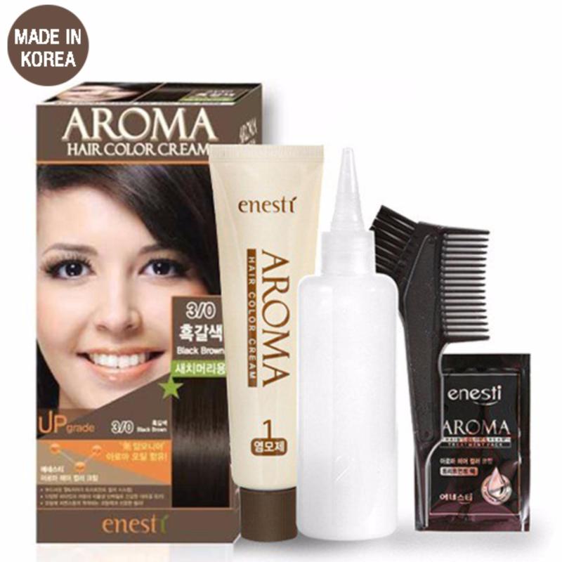 Thuốc Nhuộm Tóc Enesti Aroma Hair Color Cream Đen Tự Nhiên (3/0) Cao Cấp Hàn Quốc