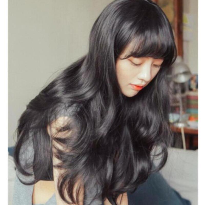 Tóc giả nữ Hàn Quốc cao cấp có da đầu + tặng kèm Lưới trùm tóc -  TG5865 ( MÀU ĐEN TỰ NHIÊN ) nhập khẩu