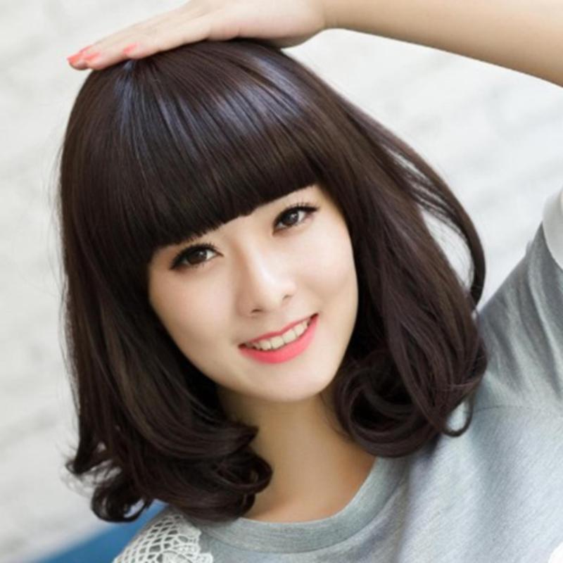 Tóc giả nữ Hàn Quốc cao cấp có da đầu + tặng kèm Lưới trùm tóc -  TG6880 ( MÀU ĐEN) giá rẻ