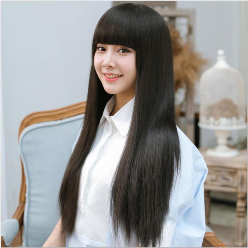 Tóc giả nữ Hàn Quốc có da đầu + tặng Lưới trùm tóc - TG9570 ( MÀU ĐEN TỰ NHIÊN ) cao cấp