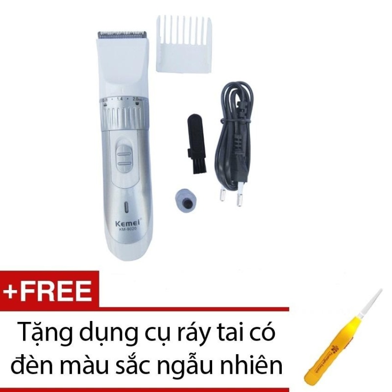 Tông đơ cắt tóc cao cấp Kemei 9020 + Tặng dụng cụ ráy tai có đèn