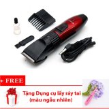 Tông đơ cắt tóc cho trẻ em KEMEI KM-730 (Đỏ phối đen) + Tặng bộ dụng cụ lấy ráy tai (màu ngẫu nhiên)