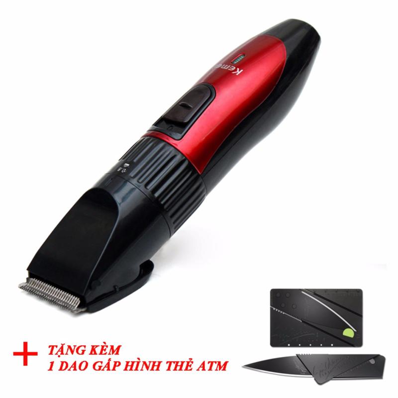Tông đơ cắt tóc cho trẻ kemei giao màu ngẫu nhiên+ Tặng kèm dao atm gấp hình (Đen) nhập khẩu