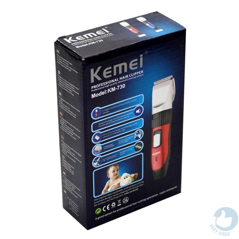 Tông đơ cắt tóc an toàn cho bé Kemei KM-730 (Đỏ) giá rẻ
