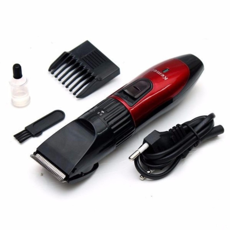 Tông đơ cắt tóc chuyên nghiệp tphcm giá rẻ KM-730 (Đỏ) + Tặng kẹp chống muỗi tinh dầu giá rẻ