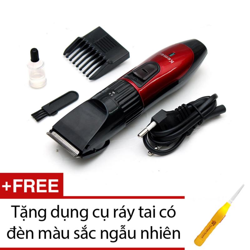 Tông đơ cắt tóc trẻ em Kemei 730 (Đỏ) + Tặng dụng cụ ráy tai có đèn