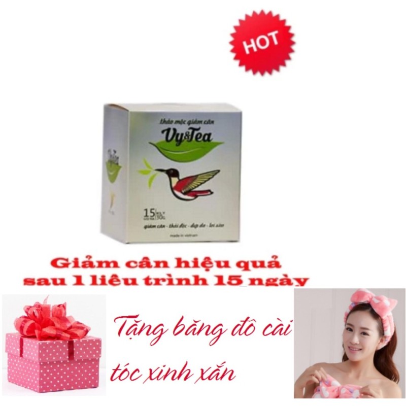 Trà thảo mộc giảm cân Vy & Tea Chính hãng (Liệu Trình 15 Ngày) + TẶNG BĂNG ĐÔ CÀI TÓC