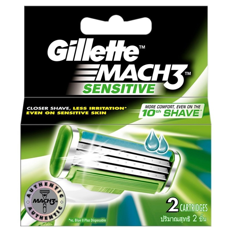 Vỉ 2 lưỡi dao Gillette Mach3 Sensitive cao cấp