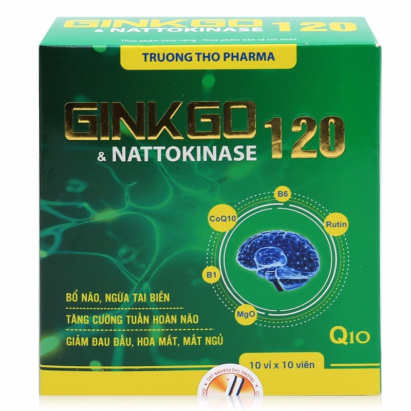 Viên tăng hoạt huyết não Ginkgo & Nattokinase 120 nhập khẩu