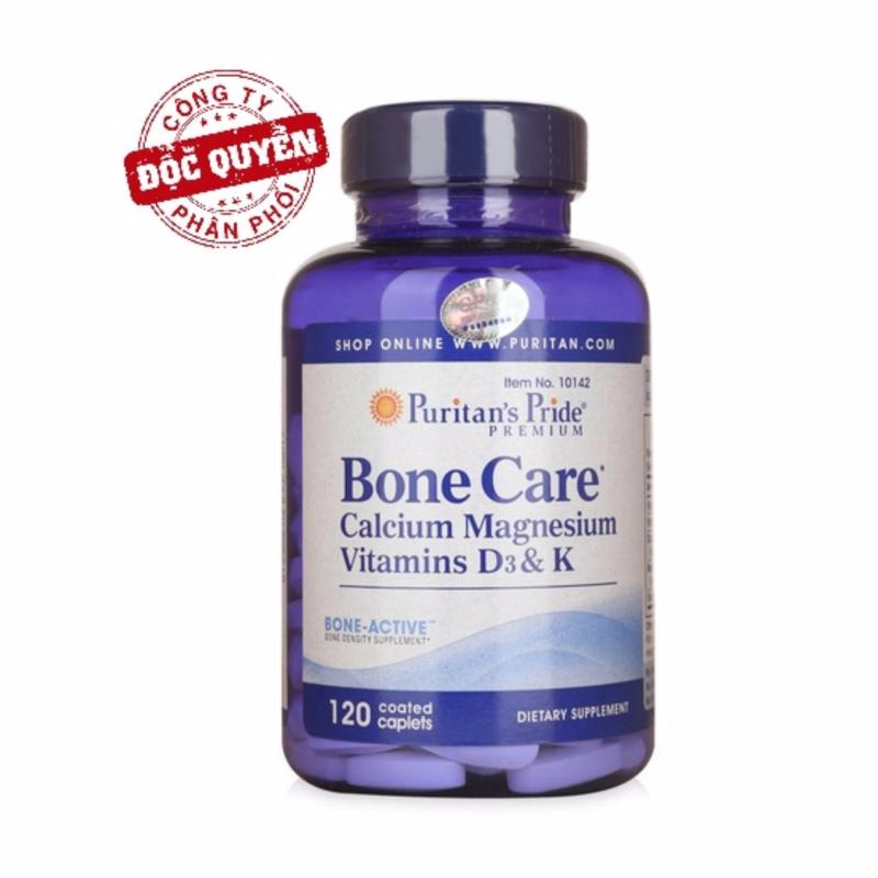 Viên uống bổ sung Canxi, vitamin D, K, Magie giúp xương chắc khỏe Puritans Pride Bone Care 120 viên HSD tháng 04/2020 cao cấp