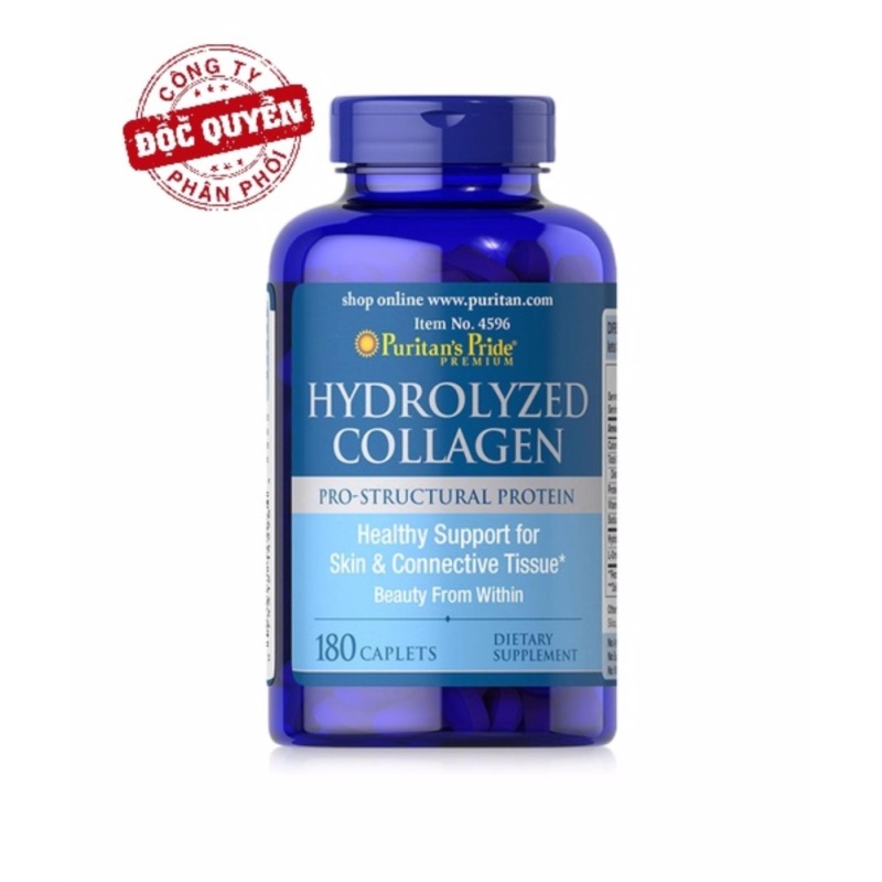 Viên uống đẹp da, ngừa nám Collagen thủy phân Puritans Pride Hydrolyzed Collagen 1000mg 180 viên