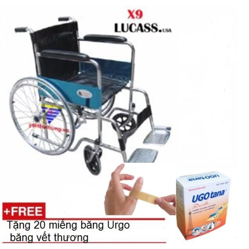 Xe Lăn Tiêu Chuẩn Lucass + 20 Miếng băng Urgo băng vết thương nhập khẩu