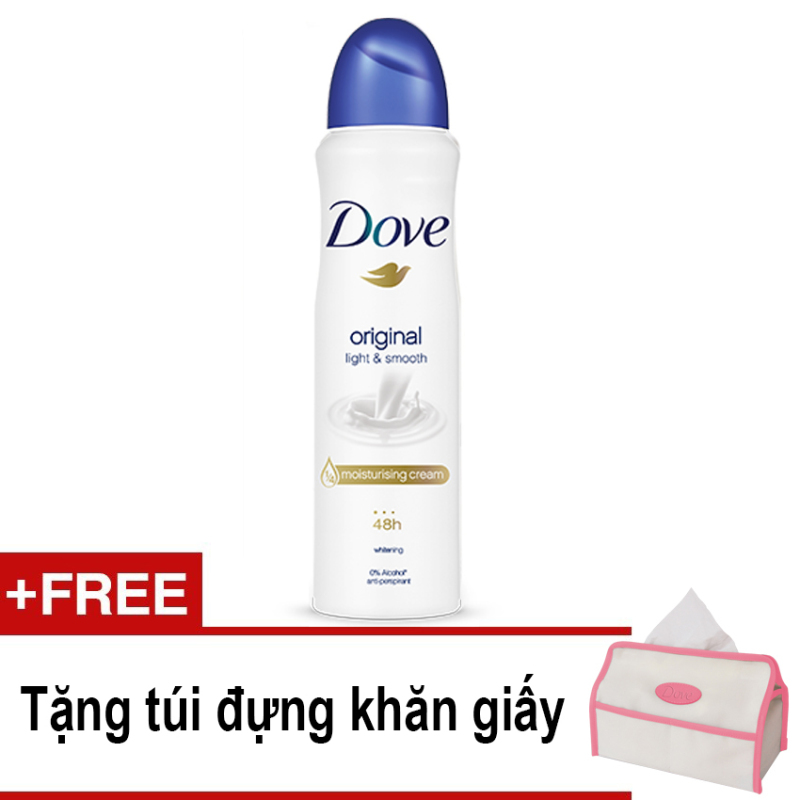 Xịt ngăn mùi Dove Light & Smooth 150ml + Tặng túi đựng khăn giấy