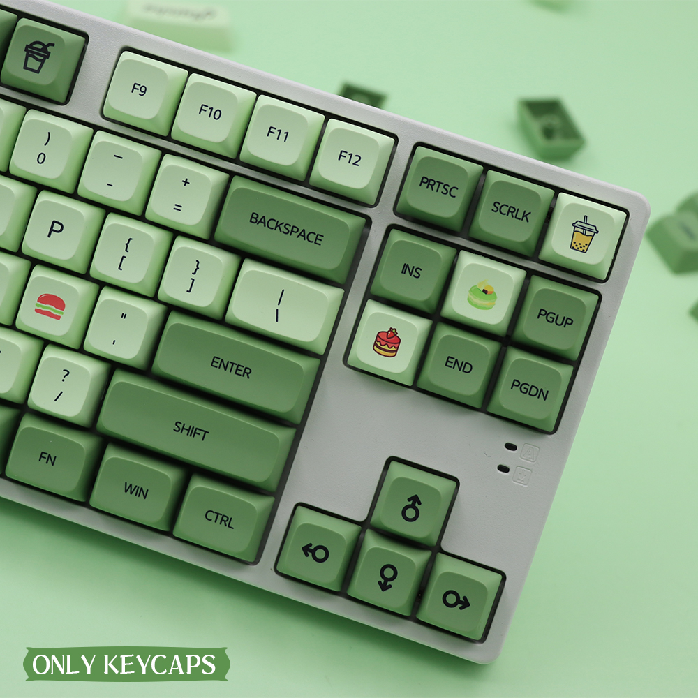 XDA Matcha Green Tea Dye Sub Japanese Keycap Set Thick PBT For Gh60XdPoker 87Tkl 104 Ansi Mechanical Keyboard 7U