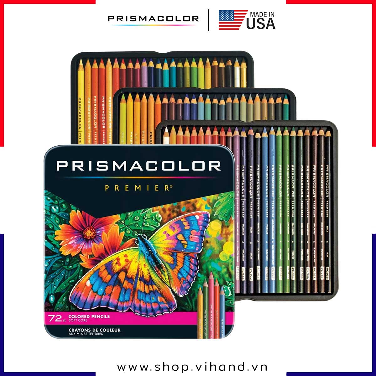 [VIHAND - CHÍNH HÃNG] Bộ bút chì màu hạng họa sĩ Prismacolor Premier Soft Core - 72 Màu