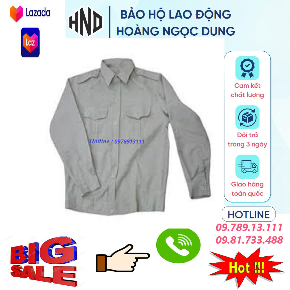 ÁO BẢO HỘ LAO ĐỘNG ,ÁO CÔNG NHÂN CƠ KHÍ , XÂY DỰNG CÔNG TRÌNH , NHÀ MÁY , XÍ NGHIỆP VẢI KAKI LOẠI 1 ( MÀU GHI )