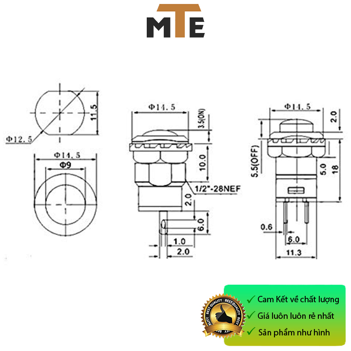 Nút nhấn giữ - nút nguồn 12mm 1.5A 250VAC
