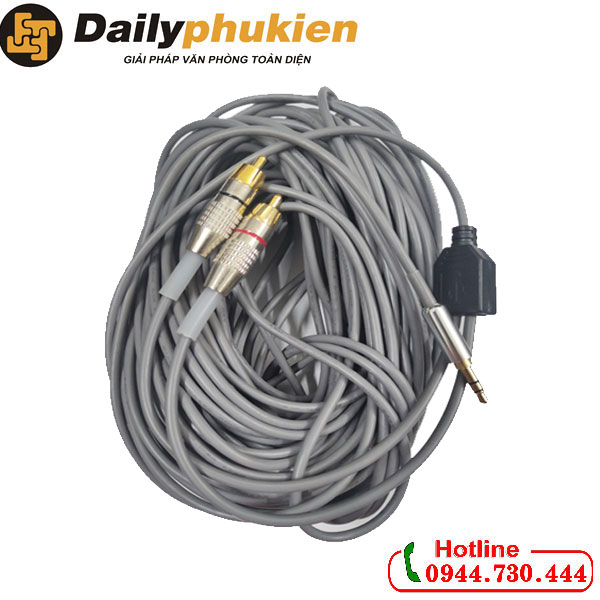 Dây loa 3.5mm sang 2 đầu av , dây loa 1 ra 2 dài 20m