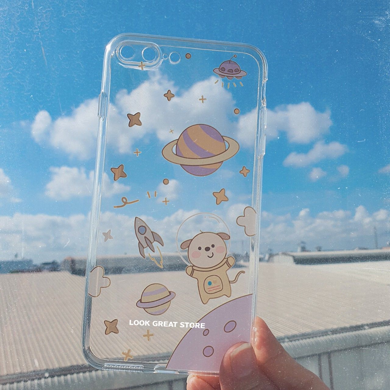 [Cửa tiệm Look Great] Look Great! Ốp lưng CÚN & VŨ TRỤ_E028_Ốp lưng iphone 7 PLUS/ 8 PLUS
