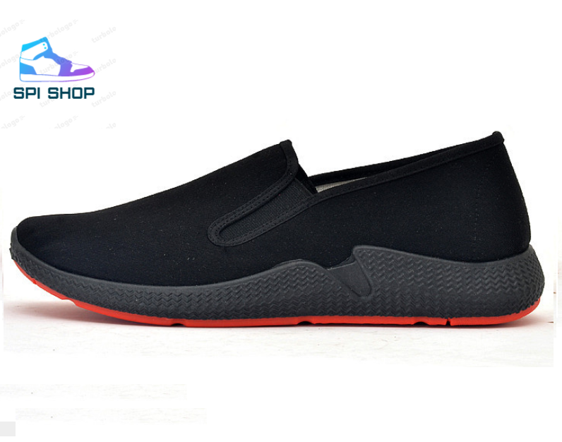 Giày nam -Giày Lười Vải Nam Đen Full Đế 3cm