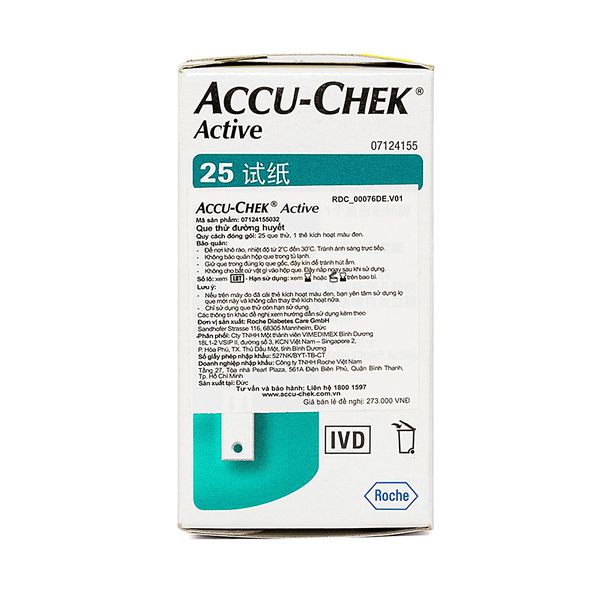 QUE THỬ ĐƯỜNG HUYẾT ACCU-CHEK ACTIVE ( HỘP 25 QUE THỬ)