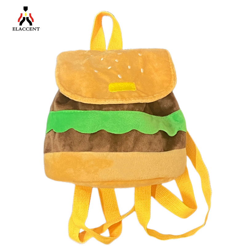 ELACCENT ⚡ Ba lô thời trang Ba Lô Nữ Ba lô bánh hamburger hoạt hình dễ thương Cặp học sinh